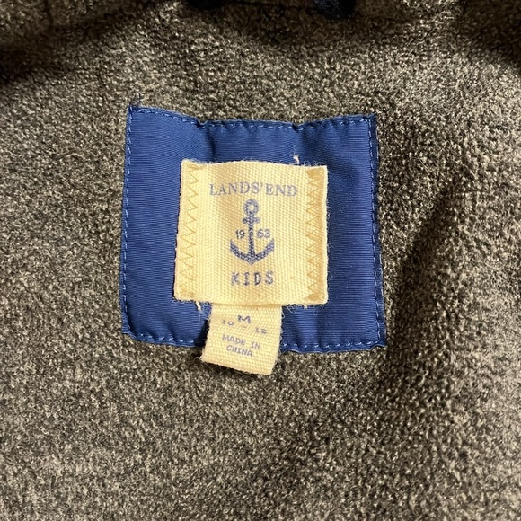 Land’s End kids size 10/12 blue/navy two tone hooded jacket with fleece lining. - Picture 6 of 8